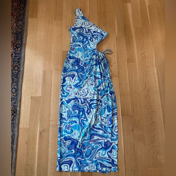 SHEIN Blue and White Patterned Dress - Picture 1 of 8